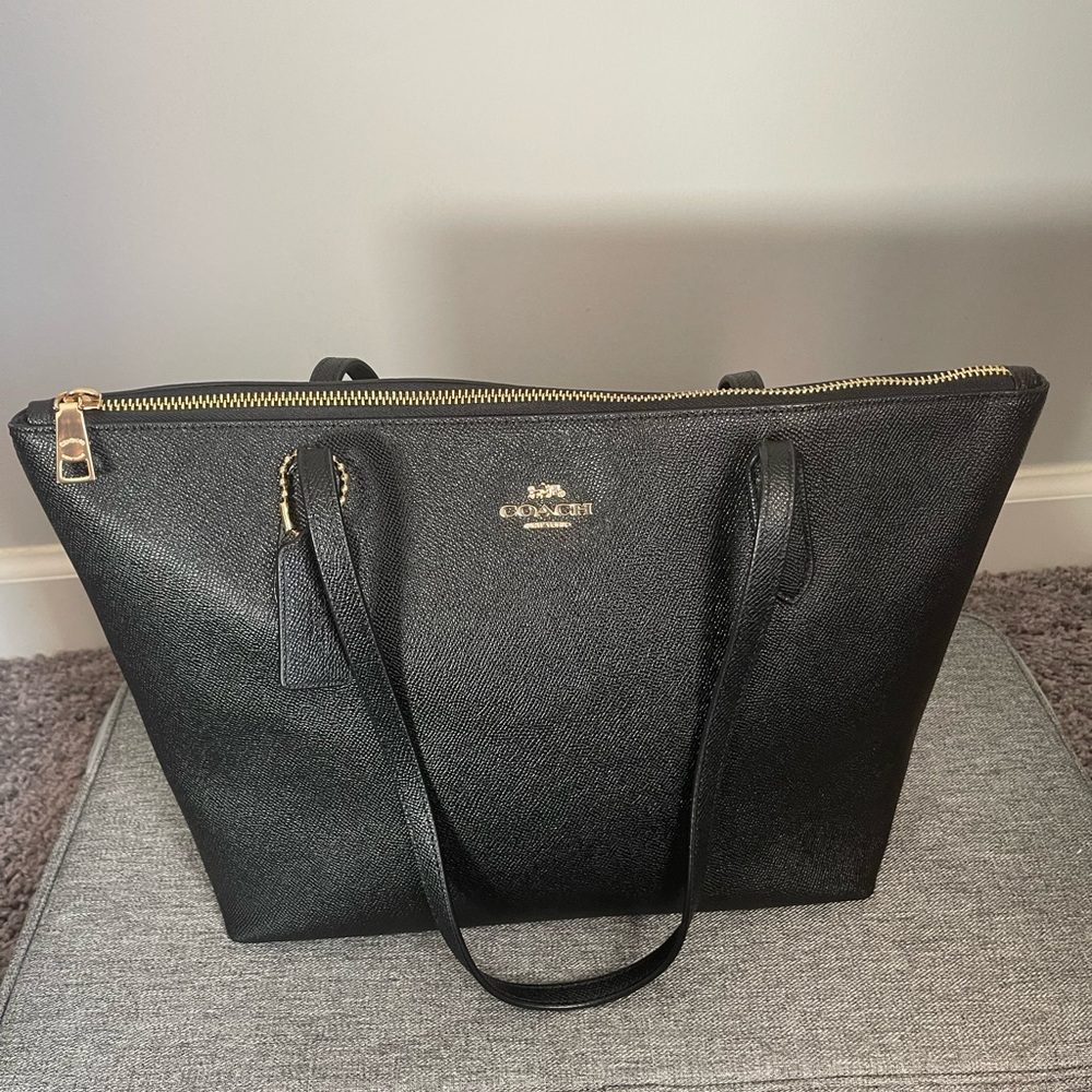 Coach Black Tote with Gold Accents